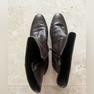 Marc Fisher Ankle Boots Booties Shoes Brown Casual Work EUC W6.5 Wedge Leather